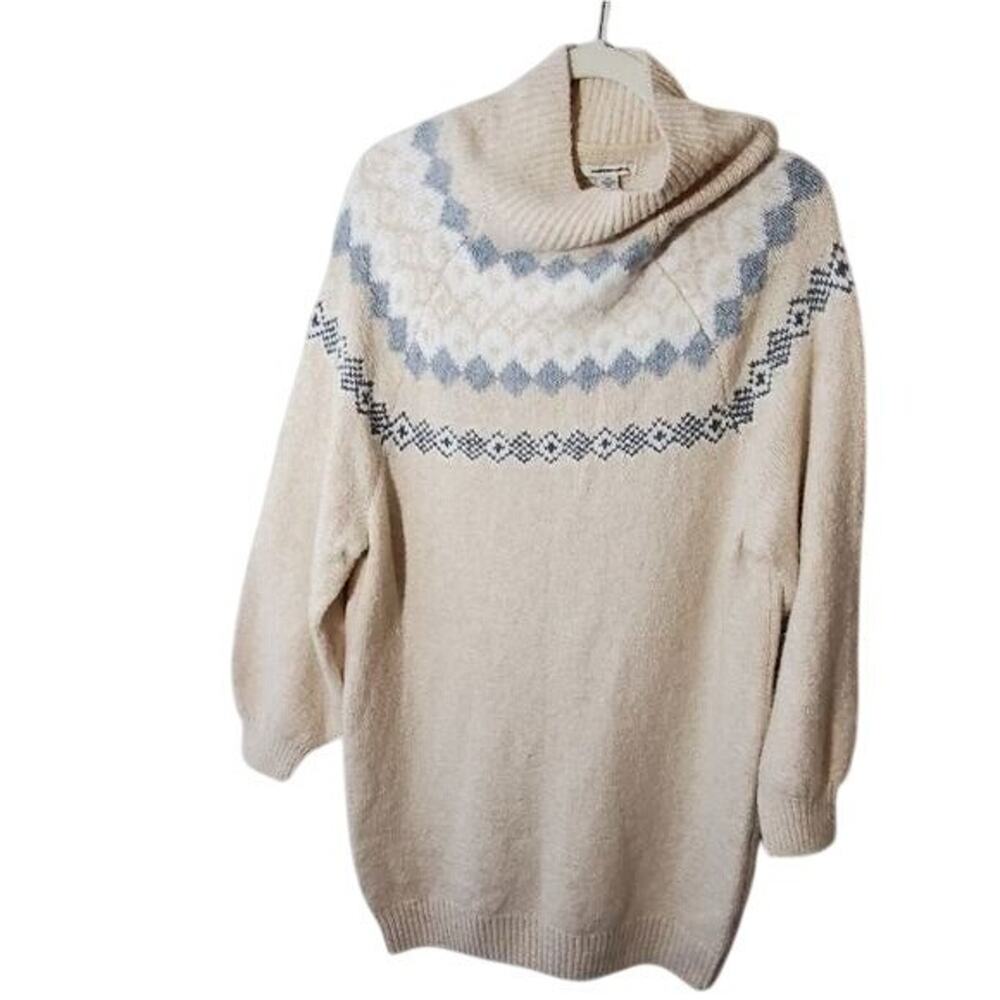 american Eagle Sweater Dress Fair Isle Tunic Cowl Neck Long Sleeve Winter Cozy